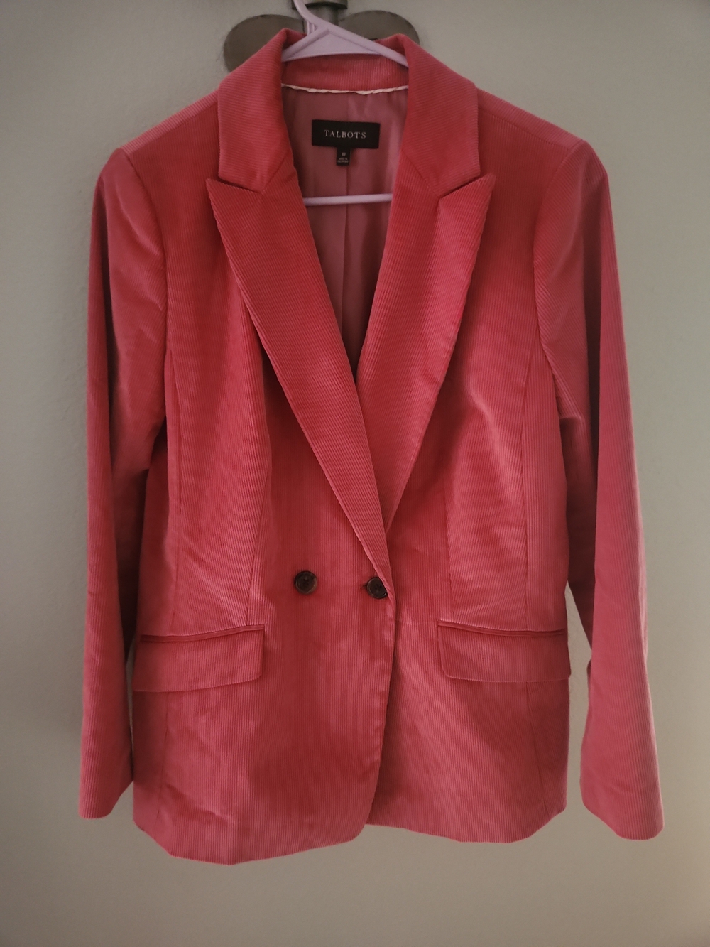 Talbots Women's Pink Corduroy Blazer Jacket